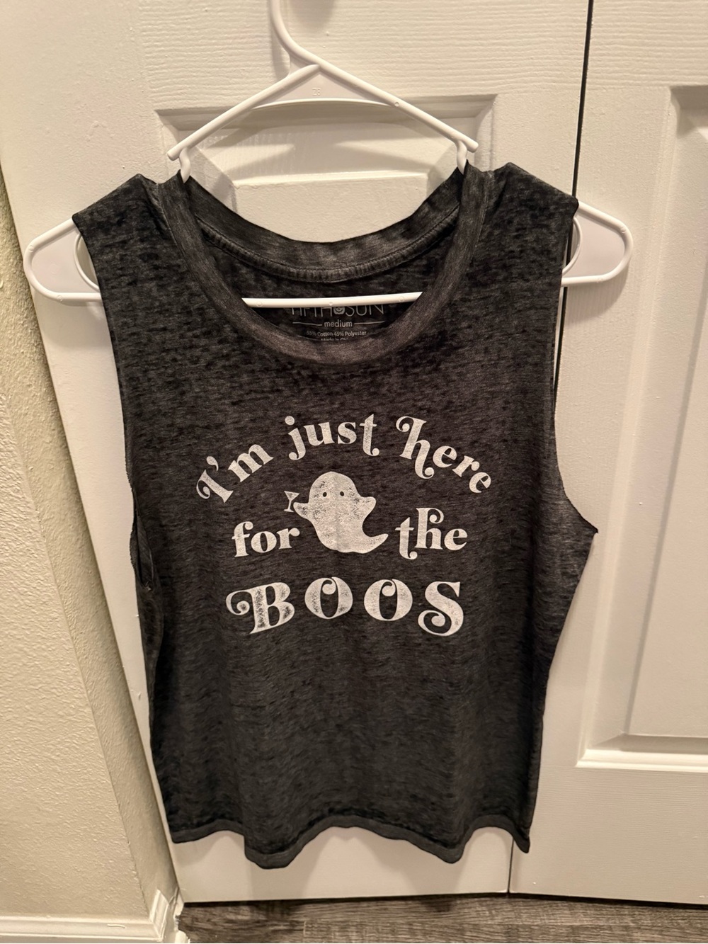 Fifth Sun Black Graphic Tank Top "I'm just here for the Boos"